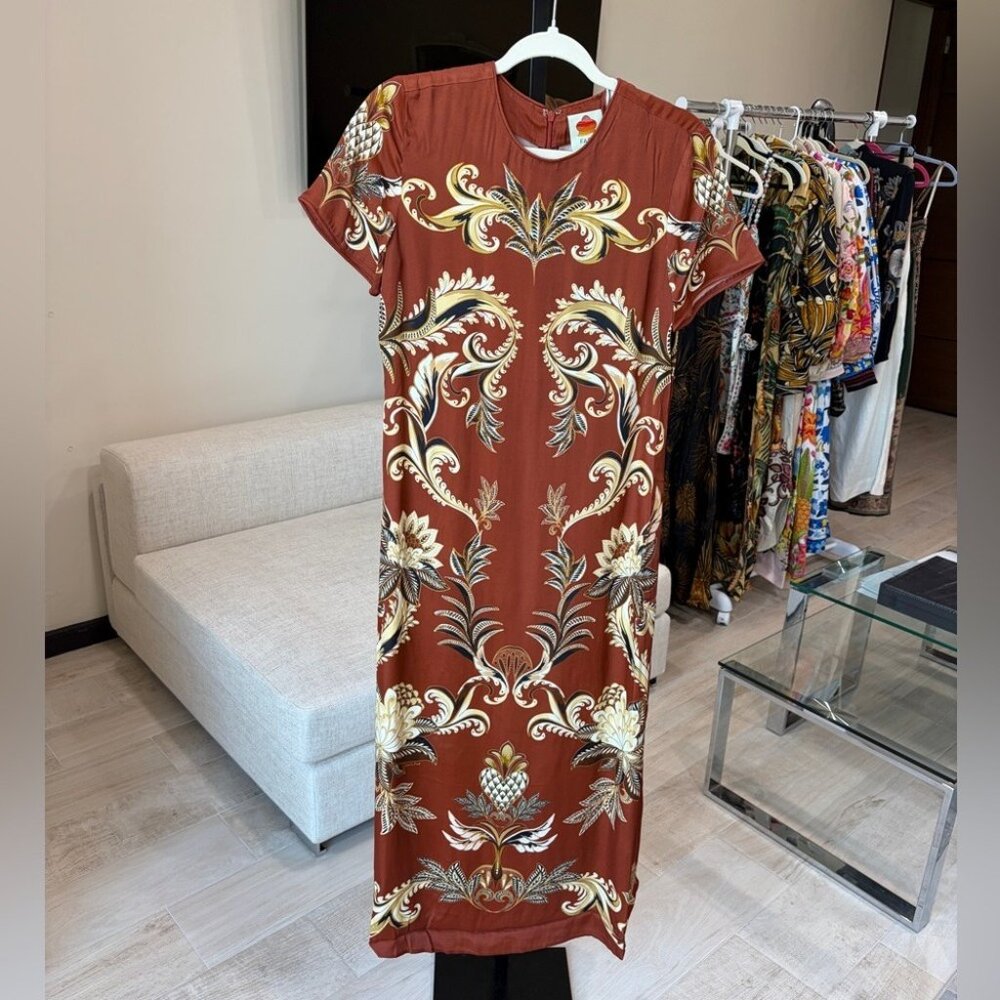 FR: Orange Arabesque Paradise Viscose MaxiDress - Picture 6 of 11